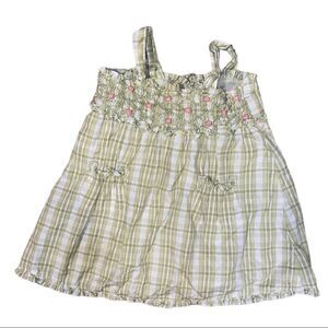 Janie & Jack Baby Girl Green Plaid Floral Dress